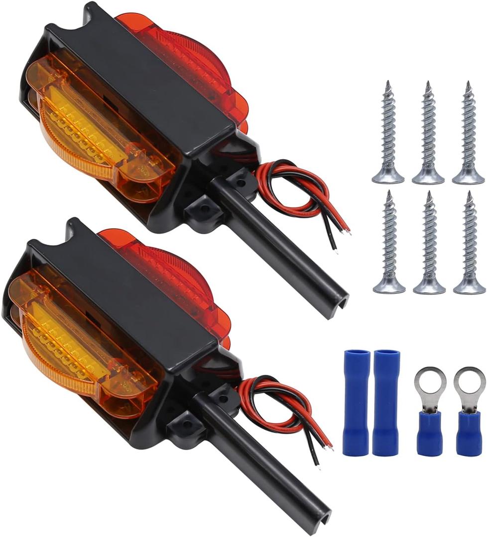 Anxingo 2PCS 4" LED Clearance Trailer Fender Lights Trailer Light Assembly Amber Front Red Back 4 Diodes Right + Left
