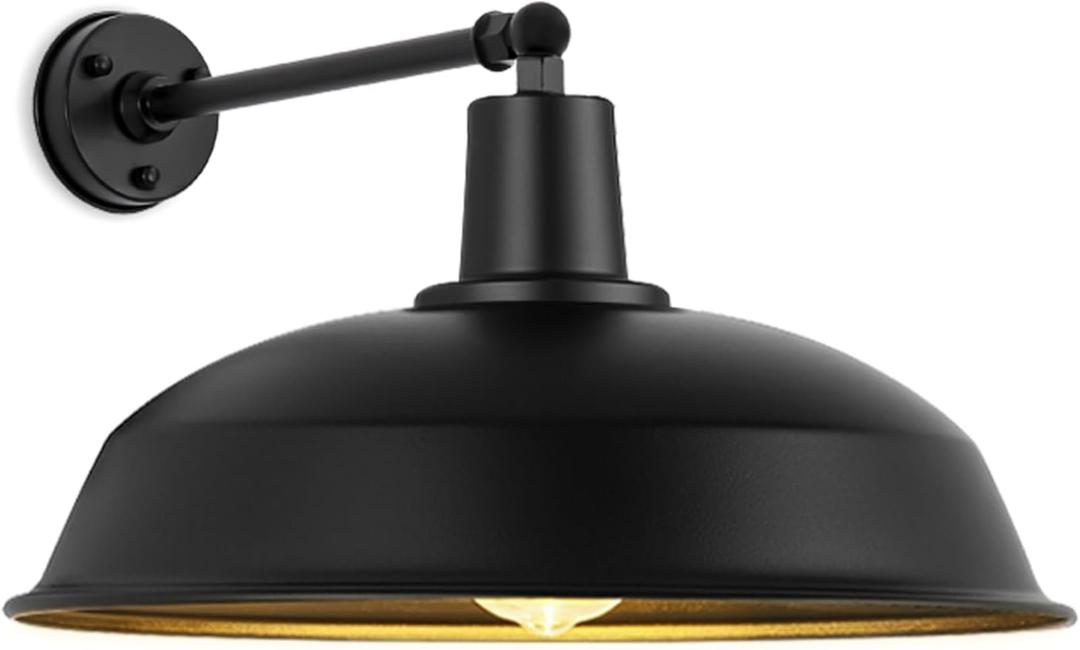21-inch Large Black Outdoor gooseneck barn Light, Farmhouse Industrial barn gooseneck Light, Exterior Waterproof and Rust-Proof Wall Light for garages, porches, and patios