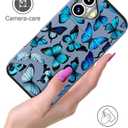 Compatible for iPhone 16 Plus Case Cute with Card Holder Shockproof Slim Slot Phone Wallet Cover for Women/Blue Butterflies Bright Animals Beautiful Theme Ornament