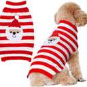 Dog Christmas Sweater Striped Santa Claus Sweaters Clothes Warm Holiday Outfit Soft Christmas Pet Clothes for Small Puppy Dogs Cats Bulldog Kitten Chihuahua Bomei