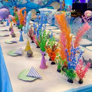 Outus 18 Pcs Under The Sea Party Decorations Ocean Theme Birthday Party Decorations 4" 12" 14" Artificial Fake Seaweed Plants Table Centerpiece for Summer Underwater Fish Tank Lifelike Decor