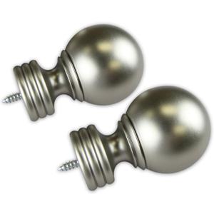 Rod Desyne 5904-015 Sphere Finial (Pair) for 1.5" Rod Decorative Finial Pair, Satin Nickel (2 Count (Pack of 1))