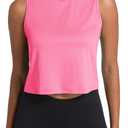 MAGCOMSEN Women's Workout Cropped Tops UPF 50+ Athletic Running Tank Tops Sleeveless Gym Sports Muscle Shirts (Pink, L)