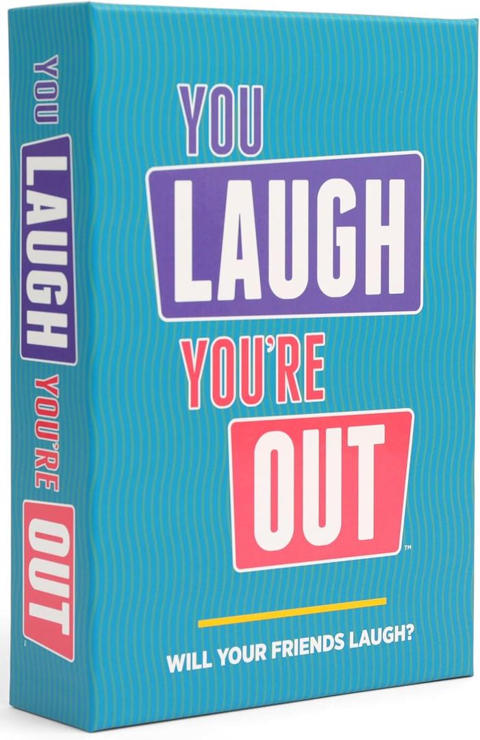 You Laugh You're Out [A Party Game with Hilarious Charades Family Card Games for Adults & Kids, 125 Prompt Cards Fun for Family Game Nights, Easter Basket Stuffers, Gatherings, & Parties Ages 14+]