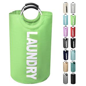 SweetMemo Laundry Basket Large Collapsible，Clothes Hamper Bag with Handles – Tall Foldable Dirty Laundry Bag，Freestanding Laundry Sorter for Laundry, College Dorm，Apartment – 95L Green
