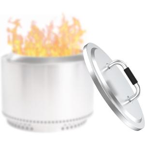 Fire Pit Lid for Solo Stove Bonfire 2.0-19.5" Stainless Steel Fire Pit Lid Cover with Heat-Resistant Handles, for Solo Stove Bonfire Accessories, Camping for Other 19.5" Firepit