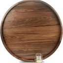 28 Inches Extra Large Round Black Walnut Wood Ottoman Tray with Handles, Serve Tea, Coffee, Classic Circular Wooden Decorative Serving Tray