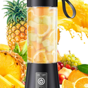 Cordless Mini Blender Make Smoothies & Shakes - Portable Blender with 380ML BPA-Free Travel Cup, USB Rechargeable, Easy to Clean, Suit in Gym/Office (Black)