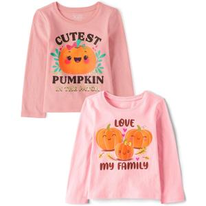The Children's Place Unisex-Baby and Toddler All Holidays,Birthdays Long Sleeve Graphic T-Shirts,2 Pack (Pink)