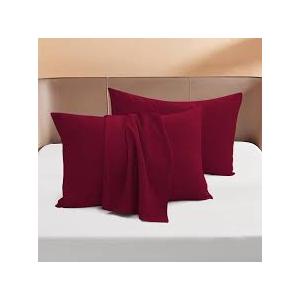 Euro (24x24) Pillow Cases - Pack of 2 - Envelope Closure - Soft 600-TC Combed Cotton Fabric - Pillow Covers European Square Pillow Cases 24x24 Inches (Solid, Burgundy)