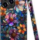 Case Compatible with iPhone 11 Pro Max, Fall Prevention Bright Hybrid 2-Layer Hard Shell Phone Case for Girls Boys, Colorful Floral Flower Art