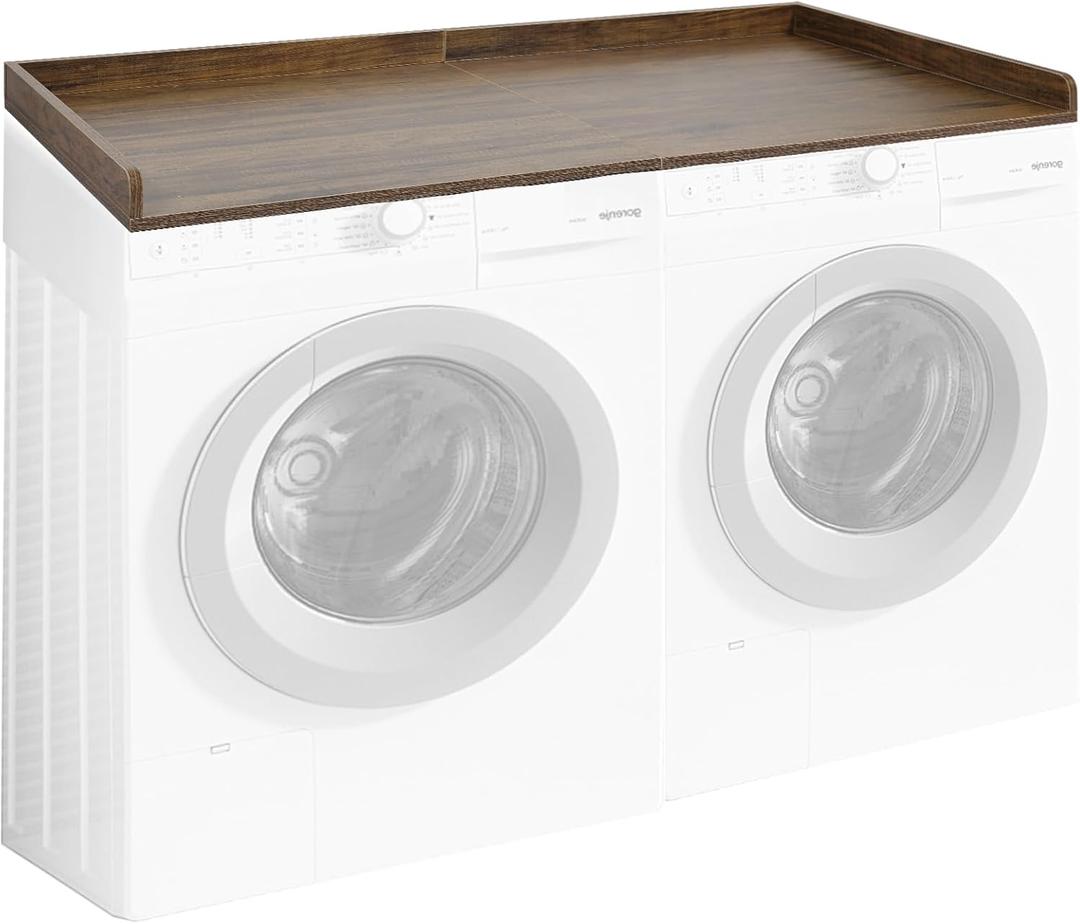 Washer Dryer Countertop, Laundry Countertop with Edge Rails, 27.5" Depth x 54" Washer and Dryer Covers for The top, for for Laundry Room Organization and StorageRetro Brown (Retro Brown)
