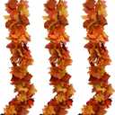 Fall Garland Maple Leaf Garland, 6 Ft/Piece, 3 Piece, Artificial Maple Leaves Hanging Vine, Thanksgiving Decor (3)
