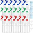 Yinder 18 Pcs 16 Oz Plastic Spray Bottle Bulk Empty Refillable Spray Bottles for Cleaning Solution Leak Proof Water Sprayer with Adjustable Nozzle Mist/Stream Mode(Red, Blue, Green)