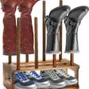 Goaste 4 Pairs Wood Boot Rack Organizer, Free Standing Wooden Shoe Racks, Natural Brown Shoe Cabinet Storage for Tall Boots, Entryway, Bedroom, Patio Outdoor, Hallway, Porch