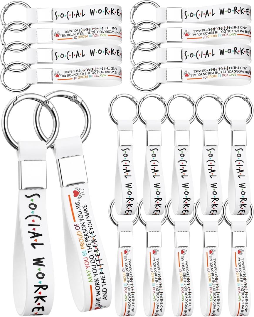 Kenning 24 Pcs Social Worker Gifts Bulk Silicone Keychain for Teacher Appreciation Week Wristlet Key Ring You Make a Difference Keychain Graduation Thank You Gifts for Bsw Msw Dsw Nurse Team