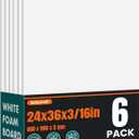 6 Pack White Foam Board for Art Craft, 24 x 36 x 3/16" Thick