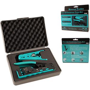 RJ45 Pass Through Crimp Tool Kit Ethernet Crimper Cat5 Cat5e Cat6 Cat6A Cat7 Crimping Tool Kit for RJ45 RJ11, Wire Stripper