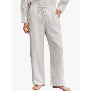 Amazhiyu Men's 100% Linen Summer Casual Elastic Drawstring Loose Pants Pockets Size L