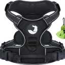 Joytale No Pull Dog Harness Medium Sized Dog, Reflective Pet Vest with Front Clip, Adjustable Soft Padded Harnesses with Easy Control Handle for Training and Walking, Black, M