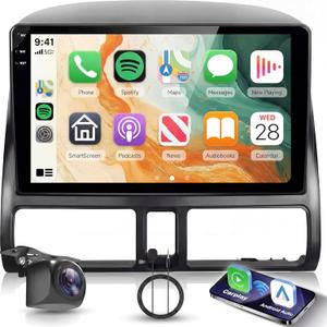 4G+128G Radio for Honda CRV 2002-2006 with Wireless Carplay & Android Auto, 9 Inch Incell Touch Screen Double Din Car Stereo with GPS Navigation Bluetooth DSP, WiFi, FM RDS, Camera