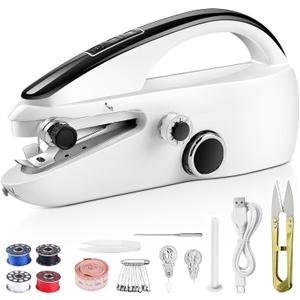 Handheld Sewing Machine, Mini Sewing Machine for Beginners, Dual Speed Portable Emergency Small Hand Stitching Repair for Clothes, Two Power Supply, Travel & DIY Home Use
