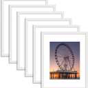 BESCRCL 11x14 Picture Frame White Set of 6, Display Pictures 8x10 with Mat or 11x14 without Mat, Photo Frames for Wall Mounting