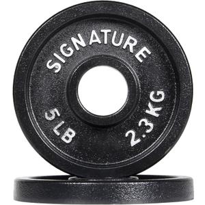 Signature Fitness Deep Dish 2-Inch Olympic Cast Iron Weight Plates with E-Coating (Black)