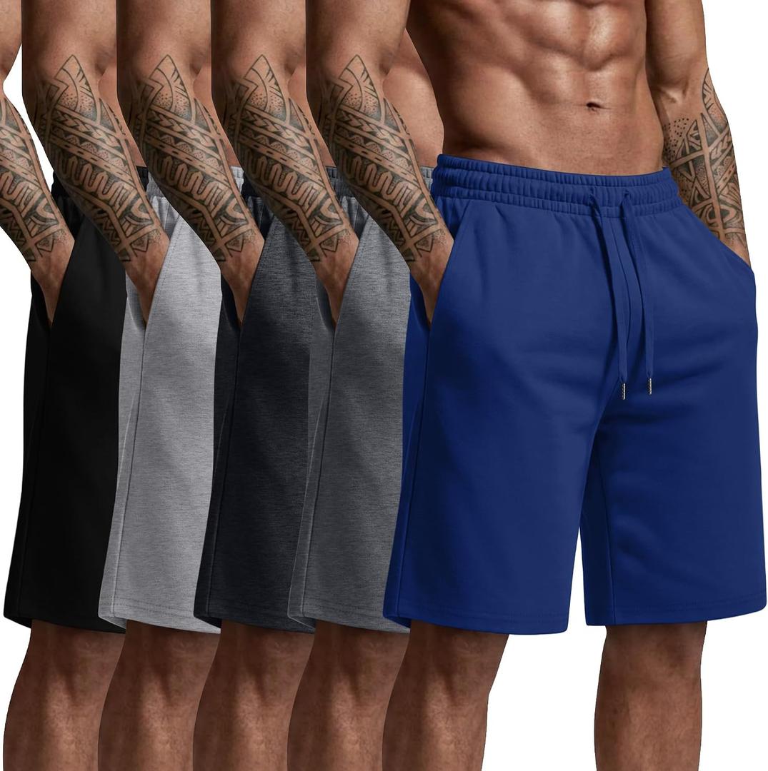 August Alley Mens Bermuda Shorts | Athletic Casual Drawstring Sweat Shorts 9 inch Knee Length Pants with Pockets, Daliy, Workout, Work, Summer Wear (Black, XL)