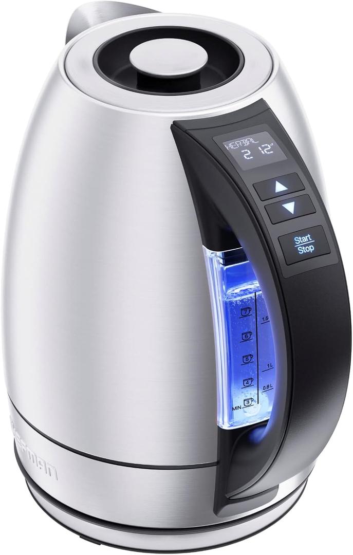 Chefman Electric Tea Kettle, 1.8 Liter Hot Water Electric Kettle Temperature Control Water Boiler with 5 Presets, Tri-Colored LED Lights, Keep Warm, Automatic Shutoff, Stainless