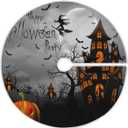 Happy Halloween Black Castle Christmas Tree Skirt Decorations Spooky Pumpkin Witch Bat Ghost Xmas Tree Mat 36 inch for Holiday Party Supplies Rustic Ornaments Mini Tree Skirt