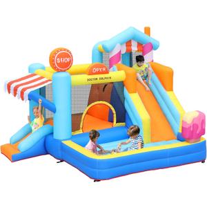 Doctor Dolphin Inflatable Bounce House for Kids Fun, Double Slide Jumping Inflatable Bouncer Blow Up Toddler Bouncy House for Kids 2-12 with Blower Use for Indoor&Outdoor