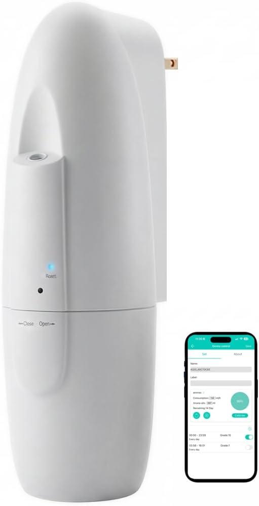 Smart Plug-in Waterless Oil Diffuser, Bluetooth/App Control, Up to 800 Sq Ft Coverage, Silent Cold-Air Diffuser for Home & Office, No Water, Pet & Kid Safe