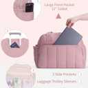 Wandering Nature Personal Item Travel Bag, Small Duffle Bag for Women with Wet Pocket & 14'' Laptop Compartment, Lightweight Carry on Weekender Duffel, Vertical pattern (Pink)