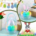 Suzile 18 Pcs Giant Easter Eggs 10 Inch Jumbo Fillable Eggs Shaped Baskets with Handles Plastic Extra Large Easter Containers Stands Upright for Holiday Hunt Decoration