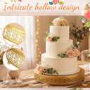 Wenqik 2 Pack Cake Stand Set, 14/16 Inch Metal Round Cupcake Dessert Stand Decorative Elegant Cake Display for Weddings Party Birthday Baby Showers Anniversary(Ornate Floral,Gold)