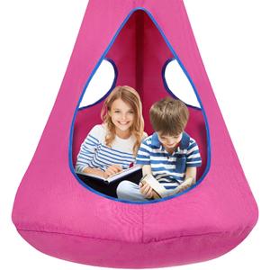 Kids Nest Swing Chair, Hanging Hammock Chair with Detachable Play Tent for Outdoor and Indoor Use (32" D x 52" H), Sensory Swing for Kids (Pink)