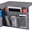 5 Pockets Bedside Caddy, Bedside Storage Organizer for Water Bottles, Magazines, Phone, Glasses (5 Pockets-Grey) 13x19 inch