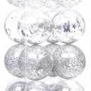 Sea Team Shatterproof Clear Plastic Christmas Ball Ornaments Decorative Xmas Balls Baubles Set with Stuffed Delicate Decorations (100mm/3.94 inch 16-Pack, Silver)
