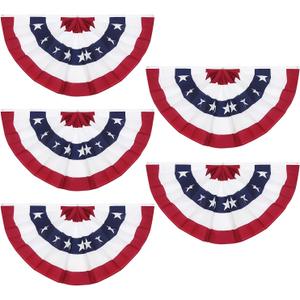 3X6FT 4th of July Decorations, American Flag Bunting Patriotic Decorations, Large Size USA Pleated Half Fan Flag, Banner Indoor/Outdoor Decorations, Independence Day and Veterans Day(Set of 5)