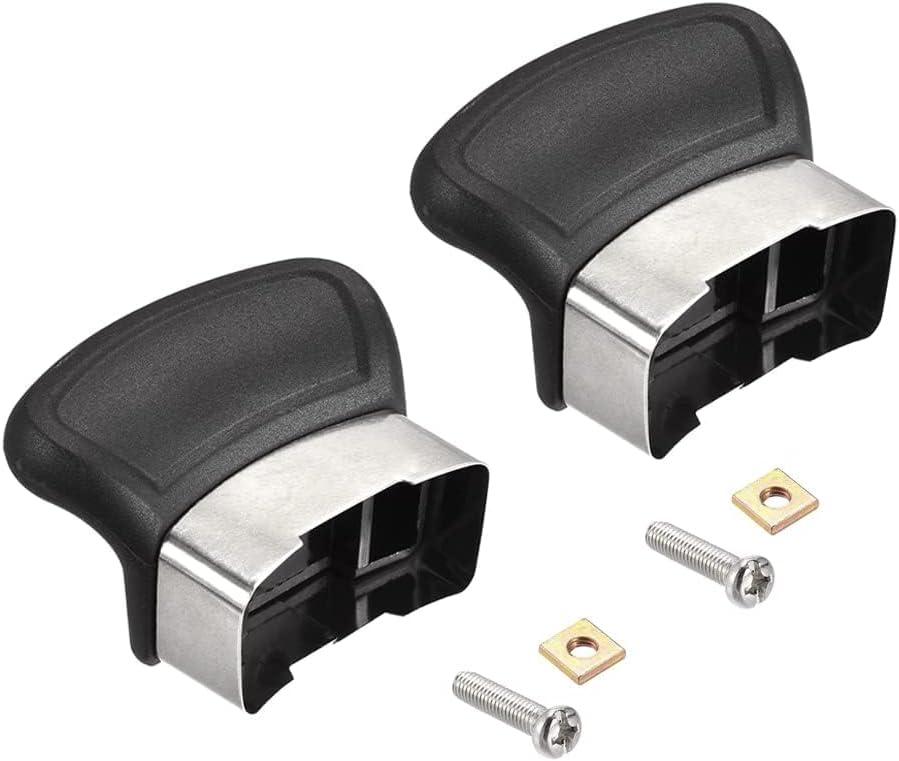 2 Pcs Matte Black Replacement Handles for Single-Hole Pots and Pans, Heat-Resistant Short Side Handle with Screws for Pressure Cooker, Steamer & Sauce Pan