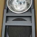 Metal Raised Dog Bowl, 10" Height Tall Elevate Dog Feeder Stand with 2 Stainless Steel 42oz Bowls & 16x24 Non-Slip Mat  Stronger Dogs Food & Water Bowl Stand (Grey)