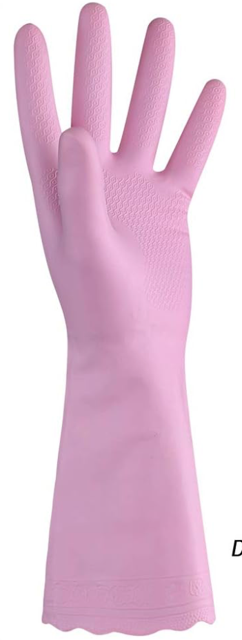 HSL Household Cleaning Gloves - Reusable Kitchen Dishwashing Gloves with Latex Free, Cotton lining, Waterproof, Non-Slip (Large, 1 Pair) (Pink)
