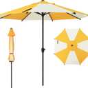 Abba Patio 9FT Lyon Outdoor Patio Umbrella Outdoor Table Umbrella with Crank Market Umbrella 8 Sturdy Ribs UV Protection Waterproof and Push Button Tilt for Garden Deck Backyard Pool,Yellow & Cream