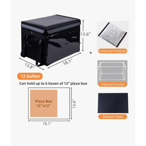 Insulated Bags For Food Delivery XL - 18.1" x 13.8" x 13.8", Commercial Insulated Food Delivery Bag w/ Divider, Waterproof & Foldable Catering Bag Food Deliveries, Delivery Pizza Bags 12 Inches