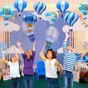 8 Pcs Blue Hot Air Balloon Paper Lanterns, 12 Inch Hanging Ceiling Decor in Sky Shades - Reusable Party Decorations for Shower, Birthday, Nautical Theme, Wedding & Nursery Room (Bule)