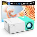 KHQ Mini Projector with Wifi Portable Projectors Support 1080P 200" Mini HD Movie Projector, Outdoor Projectors Compatible with Phone/ Tablet/ Laptop/ TV Stick/ HDMI/ USB - Green White