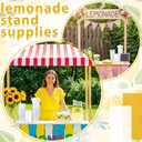 LemonRoad 50 Set Lemonade Stand Cups with Lids Straws Puncher 32oz Clear Plastic Drink Buckets with Flat Lids Disposable Drink Cups for Lemonade, Iced Coffee, Juice & Summer Party Supplies