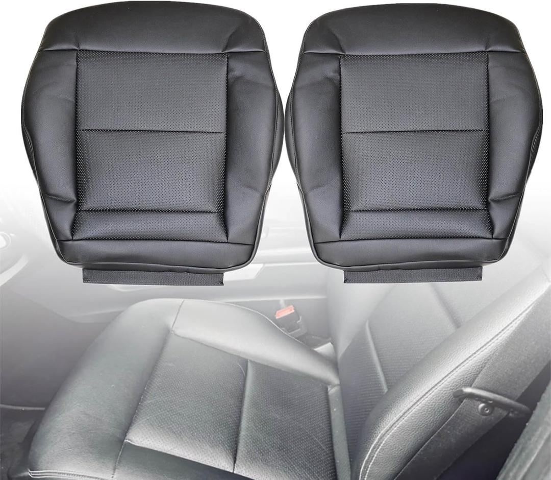 NLQR Front Driver & Passenger Side Bottom Replacement Perforated Microfiber Leather Seat Covers Black Compatible with Mercedes Benz E350 E550 2010 2011 2012 2013 2014