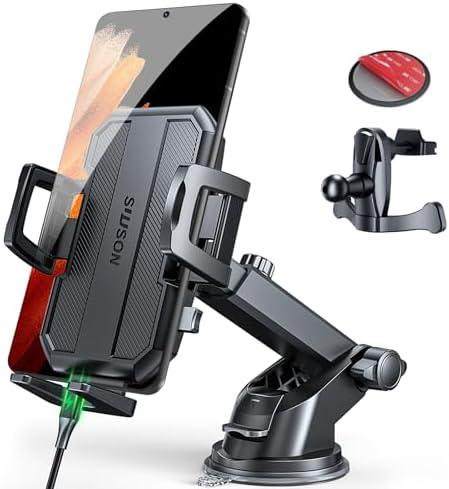 SUUSON Upgraded 3-in-1 Car Phone Holder Mount [Powerful Suction] Phone Mount for Car Dashboard Air Vent Windshield,for All iPhone Android Phone, Jet Black
